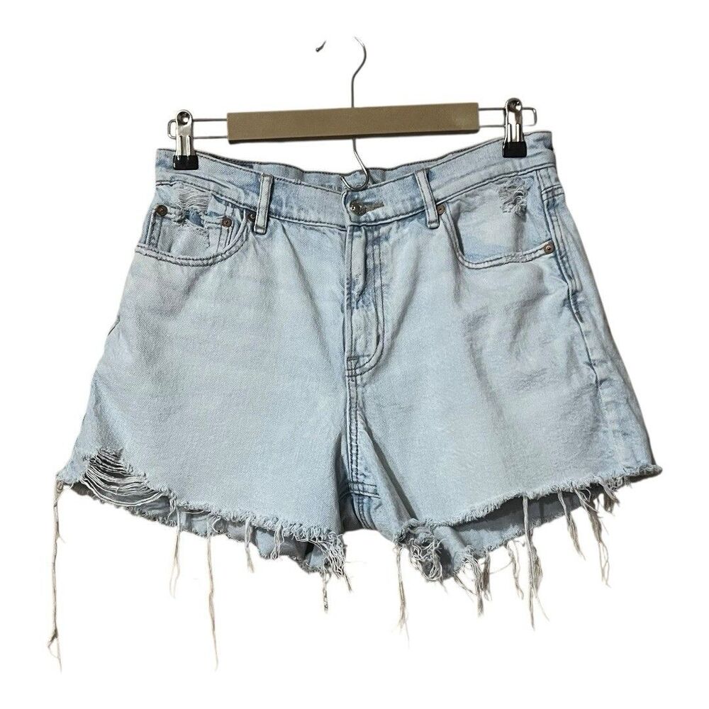 American Eagle Womens Size 10 Distressed Denim Cut Off Relaxed Shorts